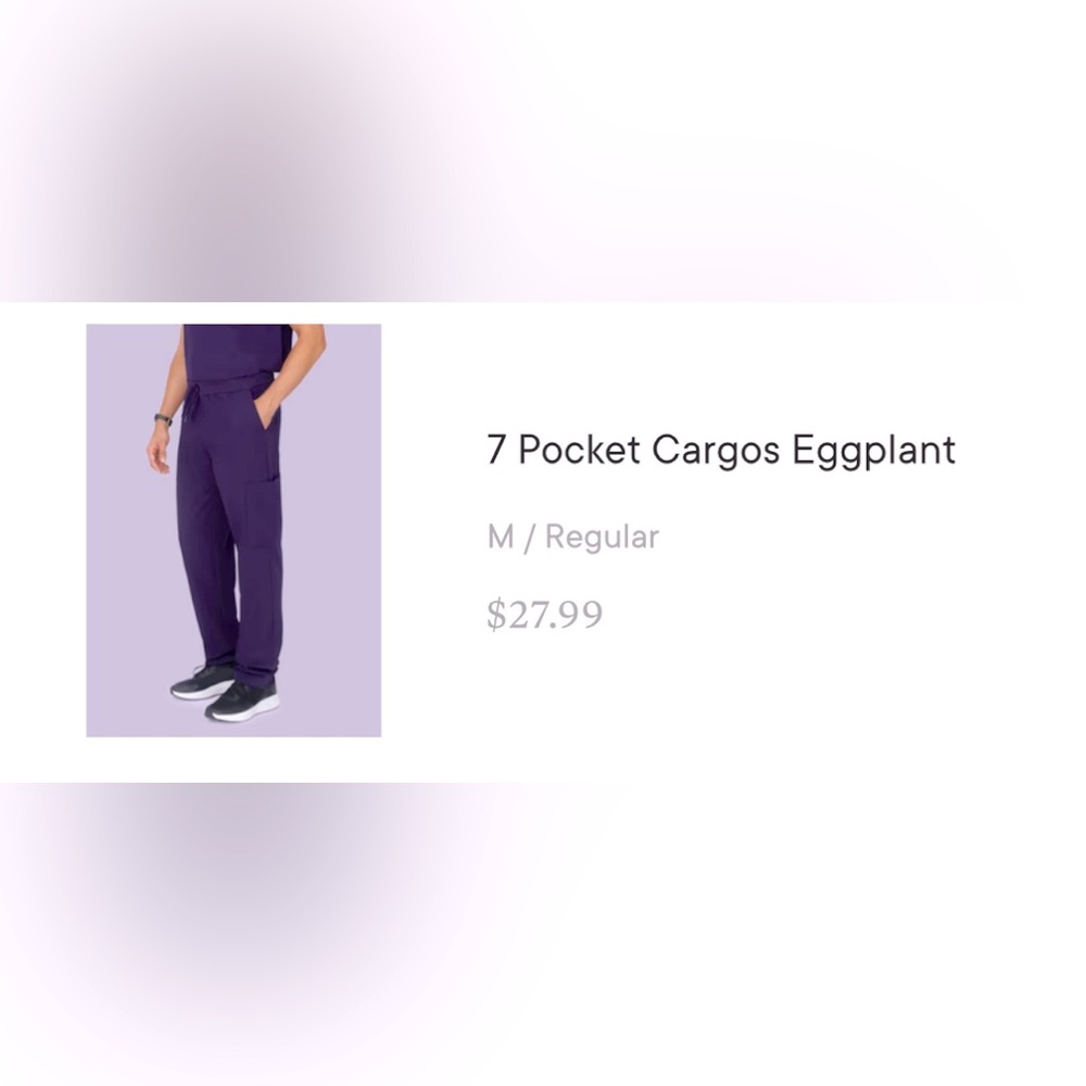 2 Mandala Eggplant Cargo scrub pants